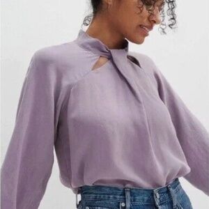 Amour Vert Papillon Cupro Blouse Lilac Purple 3/4 Sleeve Women’s Large, New